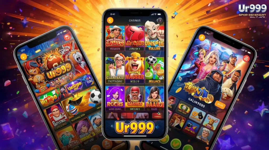 Colorful mobile screen showing casino and sports icons