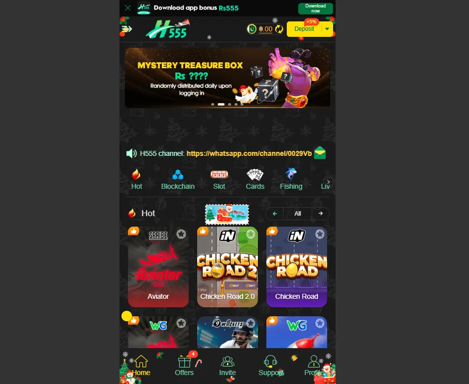 Mobile gaming app showing multiple casino and betting games