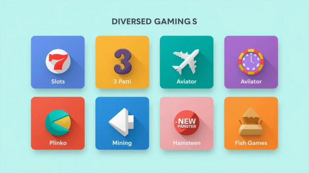 Icons showing multiple mobile game categories in colorful layout