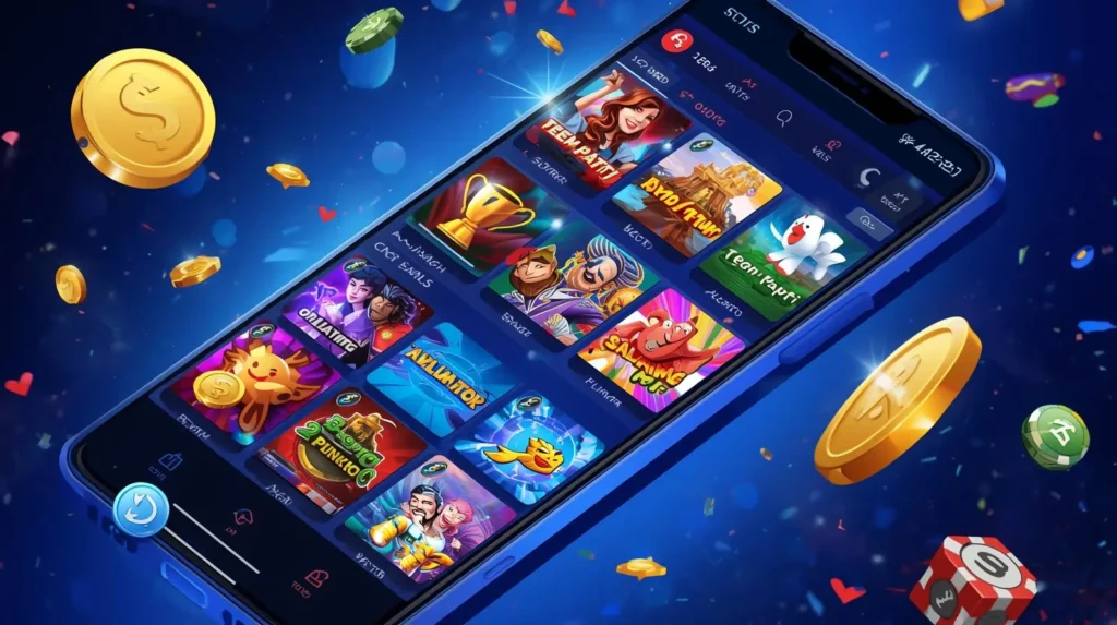 Smartphone with various game category icons