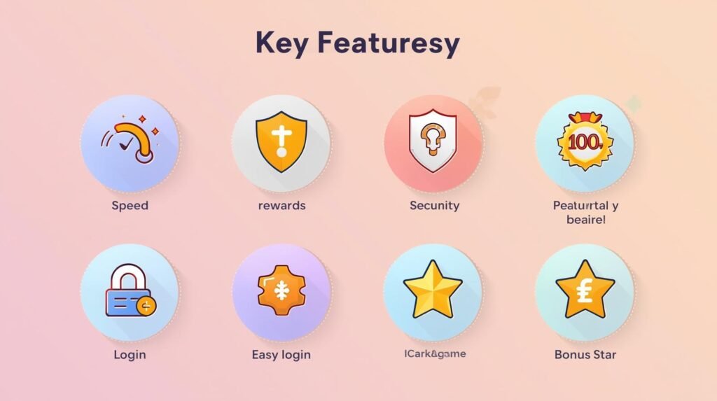 Icons showing main features of a mobile game