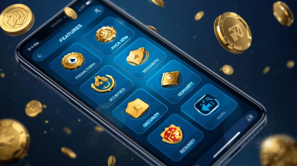 Feature icons displayed neatly on mobile game screen