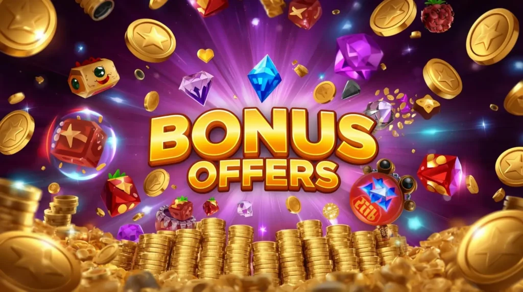 Illustration of coins and digital bonus gifts