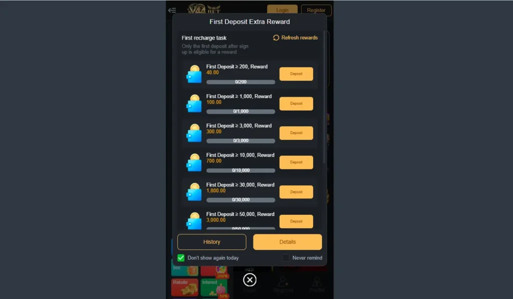 daily bonus rewards and referral system screen