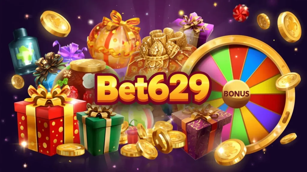 Glowing reward icons with coins and gift box