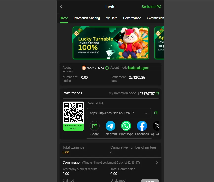 Casino app bonuses including daily rewards and referral income