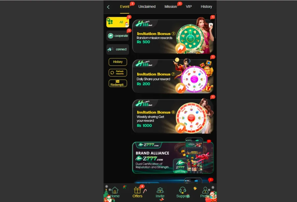 Gaming app bonuses with cashback and referral rewards