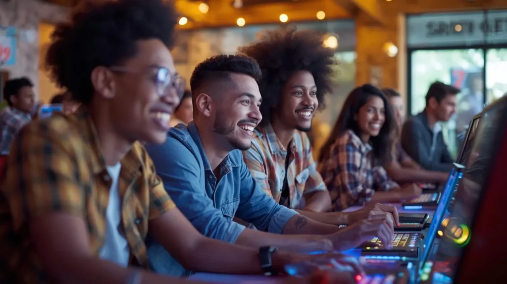 People in Pakistan enjoying a simple mobile game