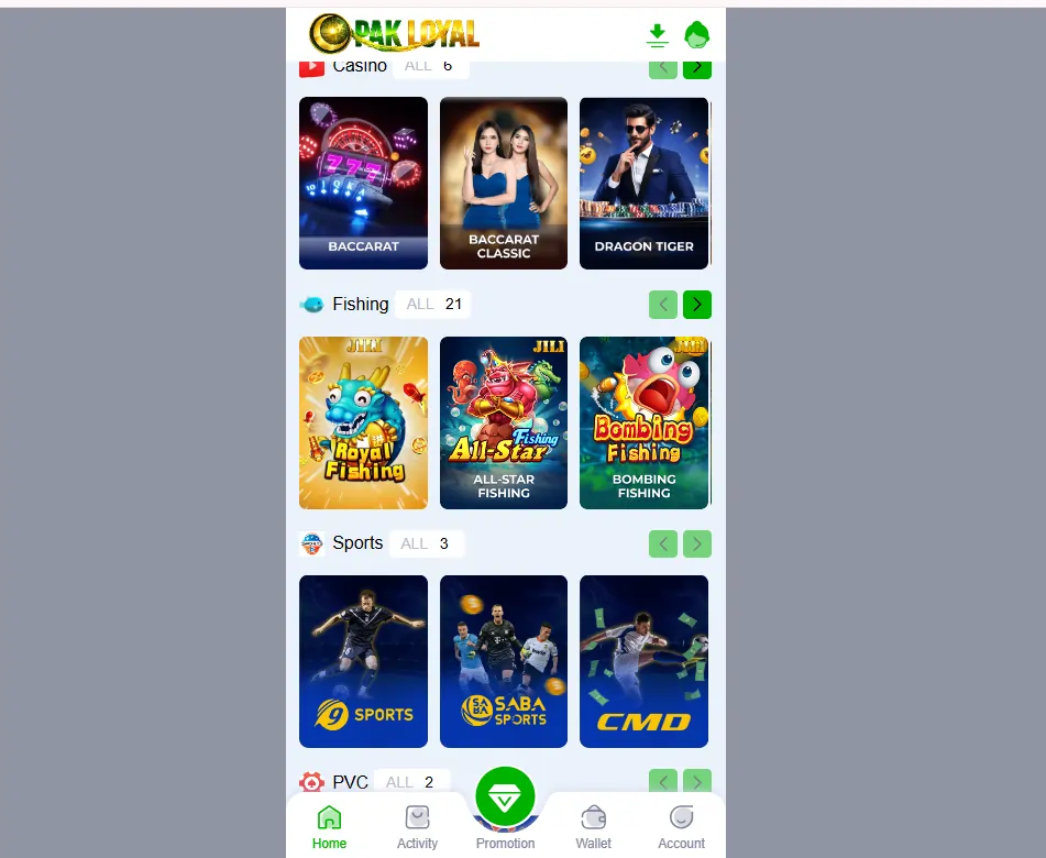 Pakistani players using mobile gaming app with local payments