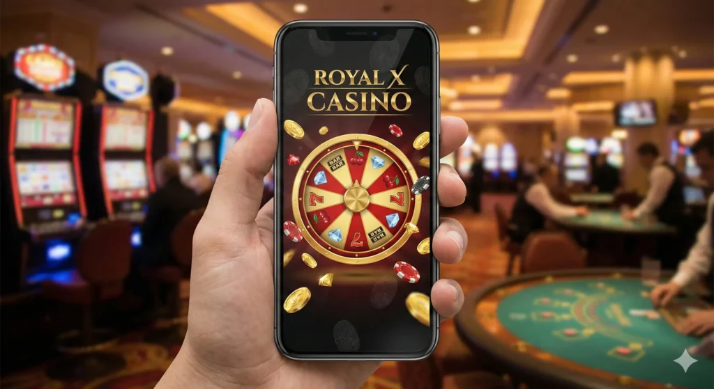 Mobile casino screen with coins and jackpot symbols