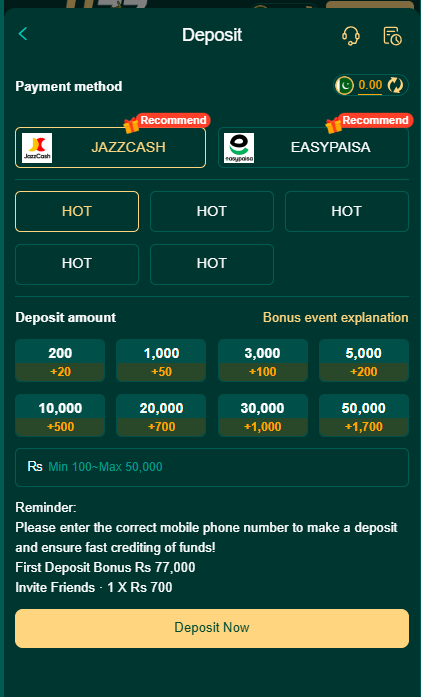 jj77 game instant withdrawal Pakistan