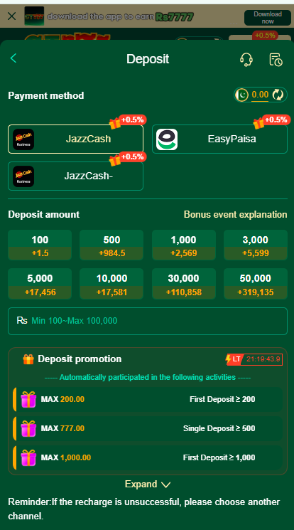 Ct777 Game JazzCash EasyPaisa payment methods