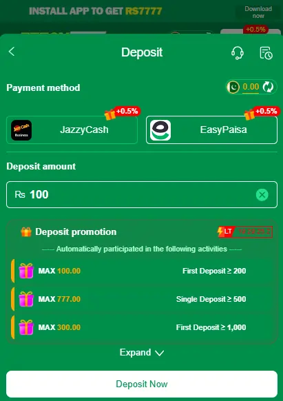 777CX Game payment methods