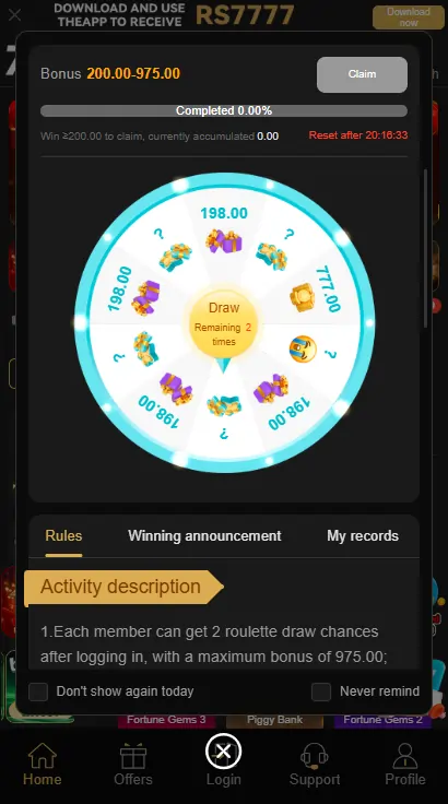 777sz Game Daily Bonus Rewards