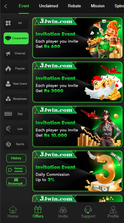 JJWin Daily Bonus Rewards
