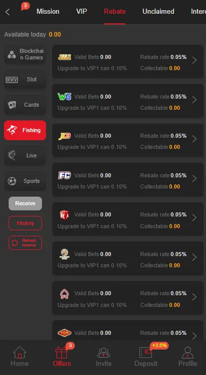 Daily bonus rewards screen