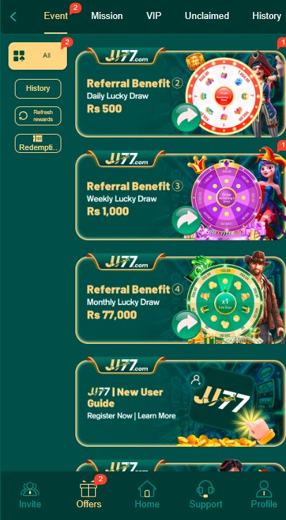 bonuses on the game jj77
