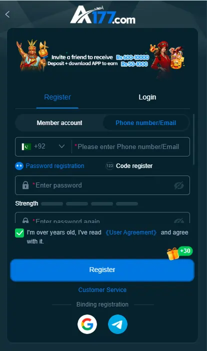 Download register A177 gaming app