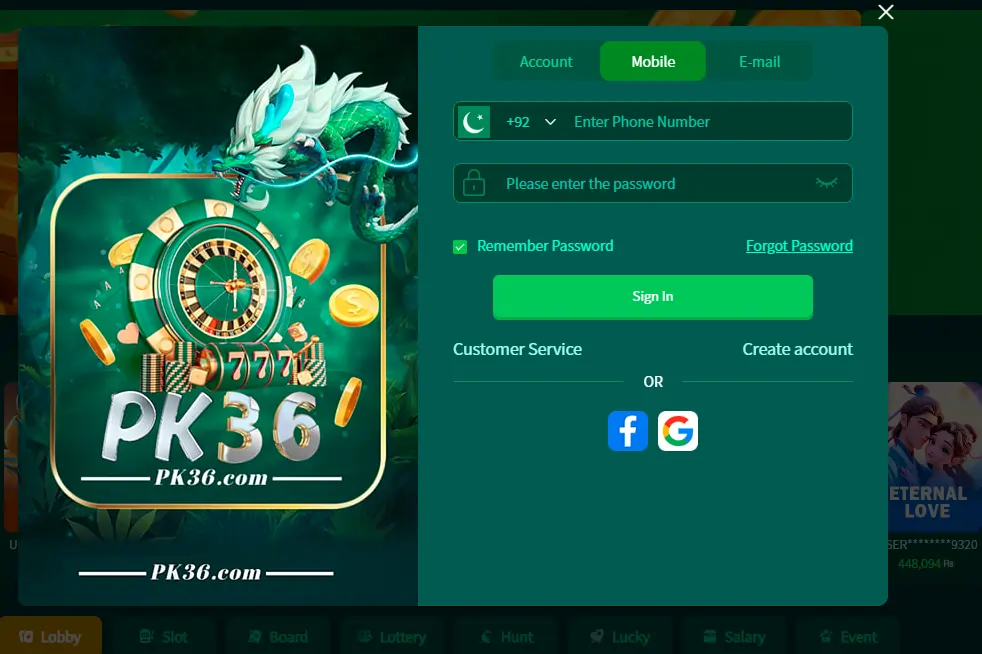 how to login mobile casino app