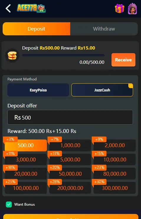 JazzCash EasyPaisa deposit