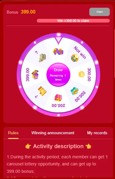 Bonus rewards dashboard