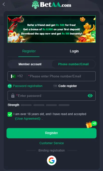 app login register steps