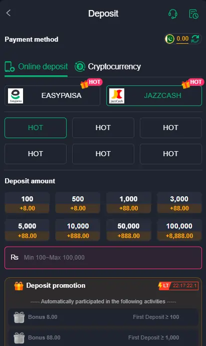 deposit withdraw game wallet