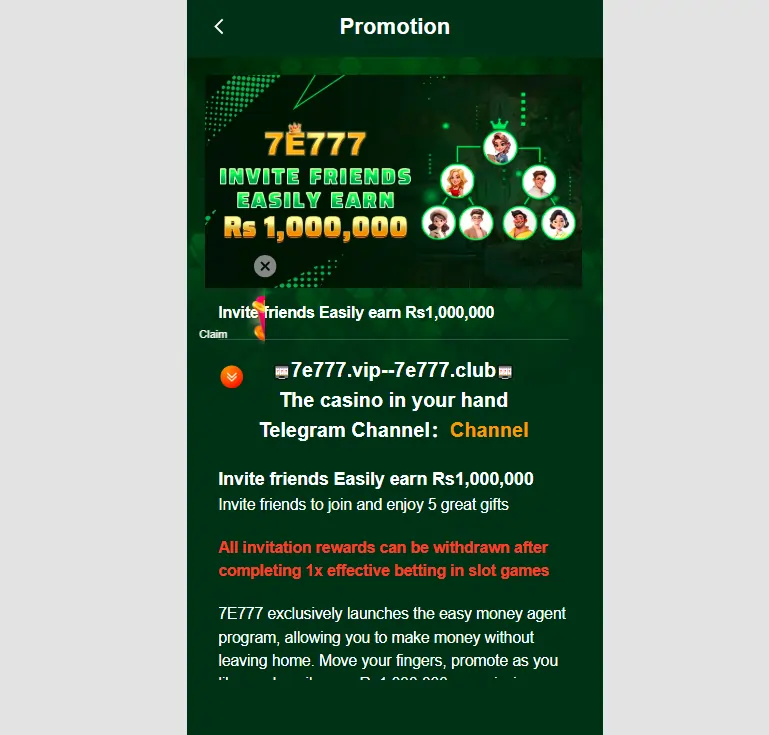 7E777 Game Bonus Rewards Promotions