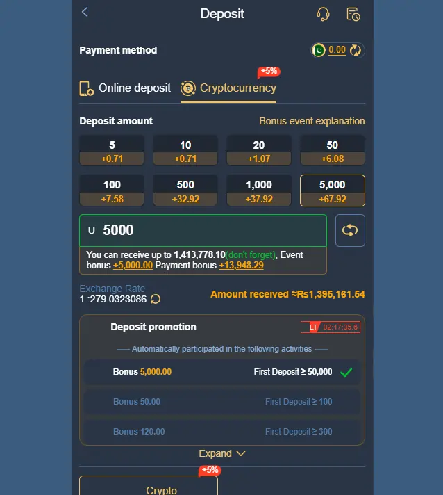SpribeWin Game Deposit Withdraw Details