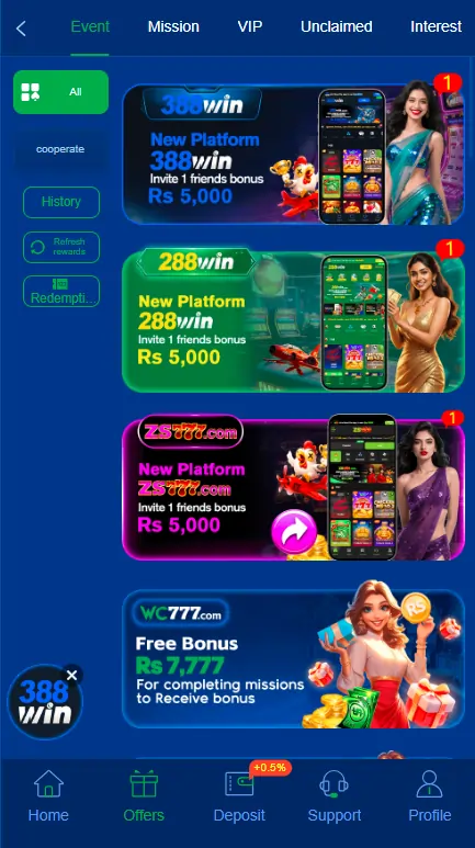 WC777 Game Bonuses Rewards and Offers