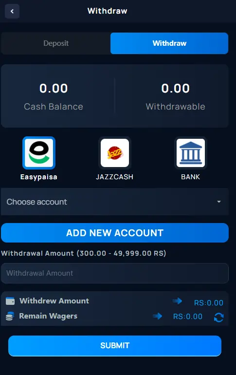 PK1 Game withdrawal process