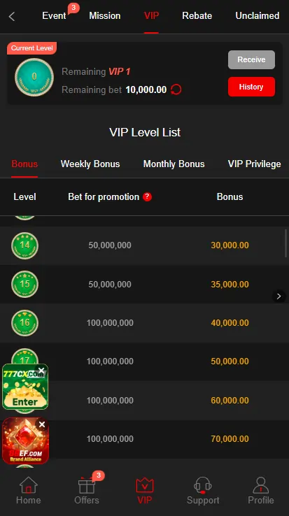 BoomBet Game Bonuses Rewards Section