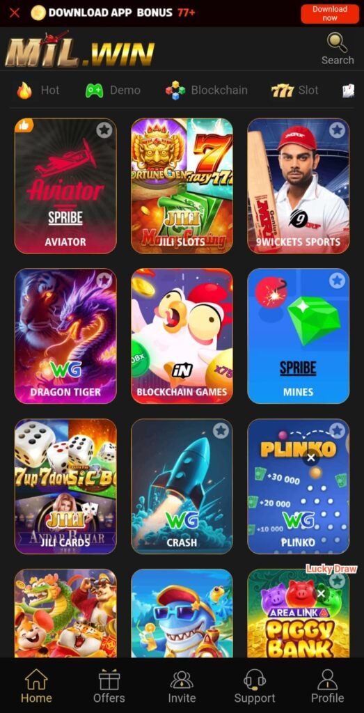 Milwin app gameplay screen with rewards