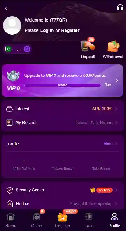 777QR Game REGESTRATION Image